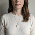 Load image into Gallery viewer, Silver Oval Pendant With Ivory 1920s French Lace