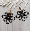 Load image into Gallery viewer, Large Art Deco Earrings With Soft Geometric Vintage Black Lace