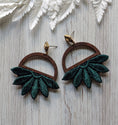 Load image into Gallery viewer, Art Deco Style Earrings With Dark Teal Flower Lace