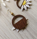 Load image into Gallery viewer, Retro Daisy Earrings With Vintage 90s Fabric Flowers And 1960s Blue Glass