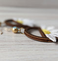 Load image into Gallery viewer, Retro Daisy Earrings With Vintage 90s Fabric Flowers And 1960s Blue Glass