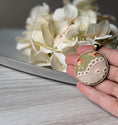 Load image into Gallery viewer, Rose Garden Necklace - Pink And Green Vintage Fabric, Beige Vintage Lace Pendant