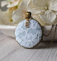 Load image into Gallery viewer, Pastel Blue Cotton, Vintage French 1950s Lace Pendant, Initial Charm
