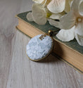 Load image into Gallery viewer, Pastel Blue Cotton, Vintage French 1950s Lace Pendant, Initial Charm
