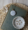 Load image into Gallery viewer, Pastel Blue Cotton, Vintage French 1950s Lace Pendant, Initial Charm