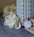 Load image into Gallery viewer, Pastel Blue Cotton, Vintage French 1950s Lace Pendant, Initial Charm