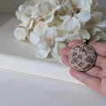 Load image into Gallery viewer, Burgundy Cotton And Antique French 1920s Lace Pendant With Initial Charm