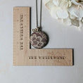 Load image into Gallery viewer, Burgundy Cotton And Antique French 1920s Lace Pendant With Initial Charm