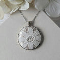 Load image into Gallery viewer, Vintage Lace Pendant Necklace In Silver, 13th Anniversary Lace Gift For Wife