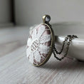 Load image into Gallery viewer, Vintage French Flower Lace Pendant, Dusty Rose And Bronze