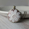 Load image into Gallery viewer, Vintage French Flower Lace Pendant, Dusty Rose And Bronze