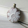 Load image into Gallery viewer, Vintage French Flower Lace Pendant, Dusty Rose And Bronze