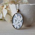 Load image into Gallery viewer, Vintage French Floral Textile Oval Pendant Necklace