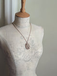 Load image into Gallery viewer, Copper Oval Pendant With 1920s French Lace On Burgundy Cotton