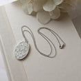 Load image into Gallery viewer, Silver Oval Pendant With Ivory 1920s French Lace