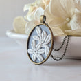 Load image into Gallery viewer, Vintage French Floral Textile Oval Pendant Necklace