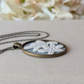 Load image into Gallery viewer, Vintage French Floral Textile Oval Pendant Necklace