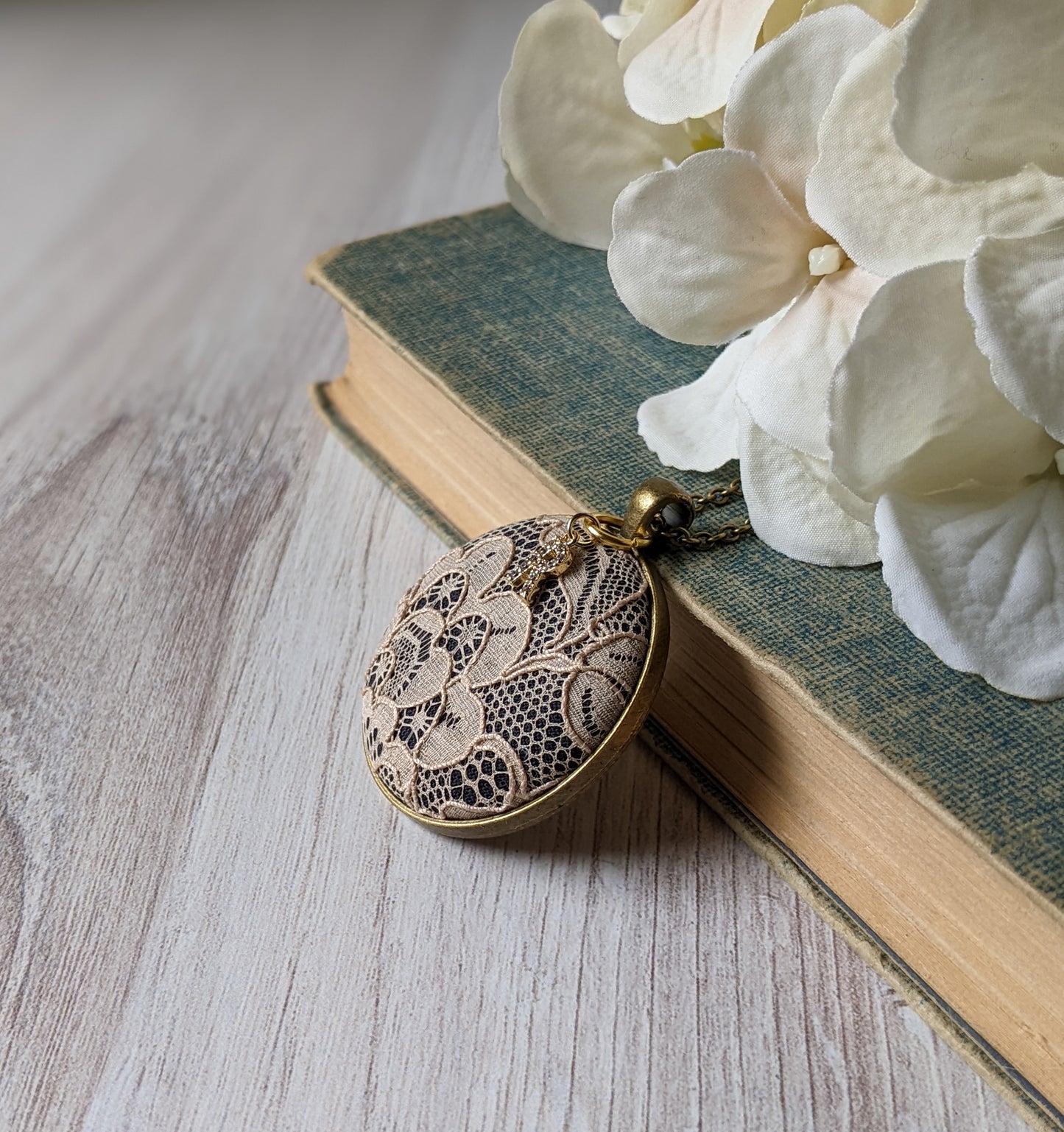 Vintage Lace Pendant, Personalized Initial Necklace, Anniversary Gift For Wife