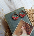 Load image into Gallery viewer, Red Rose Earrings, 1970s Vintage Fabric Red Flower Earrings, Cottagecore Jewelry