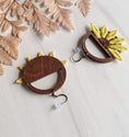 Load image into Gallery viewer, Yellow Sunflower Earrings, Large Half Flower Dangles, Boho Hippie Vintage 90s Fabric