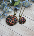 Load image into Gallery viewer, Black, Pink, And Orange Vintage Floral Fabric Jewelry