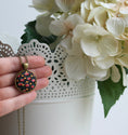Load image into Gallery viewer, Black, Pink, And Orange Vintage Floral Fabric Jewelry