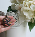 Load image into Gallery viewer, Black, Pink, And Orange Vintage Floral Fabric Jewelry