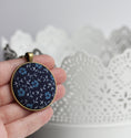 Load image into Gallery viewer, Navy Blue Hippie Necklace, Vintage Floral Fabric Jewelry