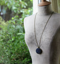 Load image into Gallery viewer, Navy Blue Hippie Necklace, Vintage Floral Fabric Jewelry