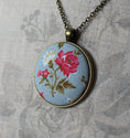 Load image into Gallery viewer, Pink Rose Necklace With Pastel Blue Background