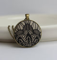 Load image into Gallery viewer, Large Beige And Black Pendant, Art Deco Lace Jewelry