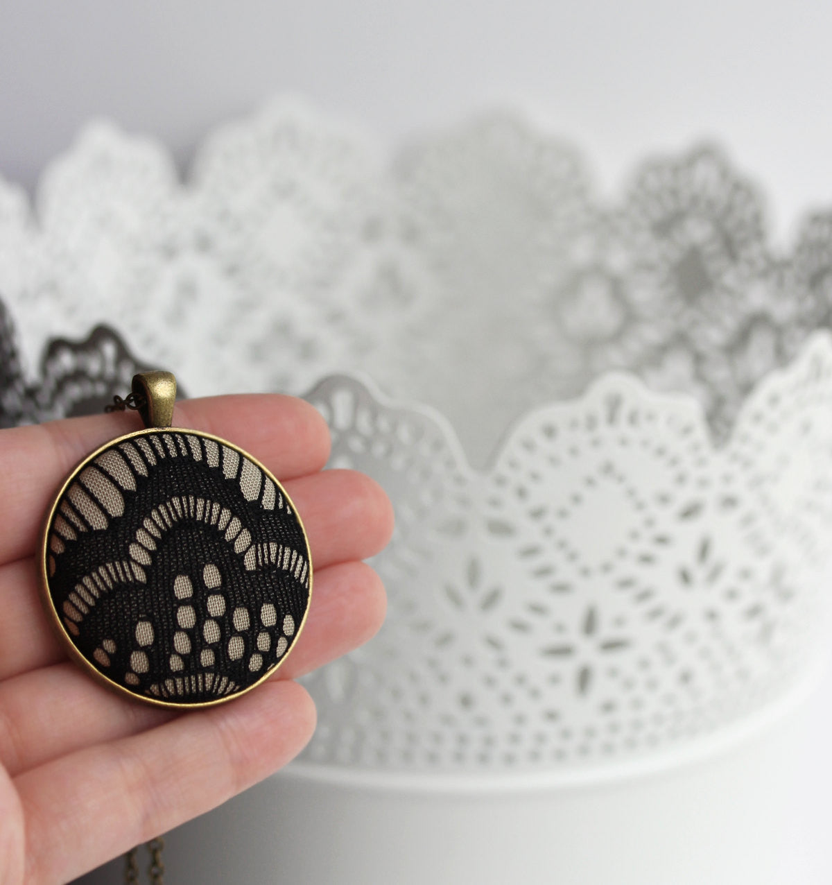 Art Deco Necklace, Black And Beige