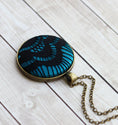 Load image into Gallery viewer, Black and Teal Necklace, Large Lace Pendant