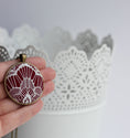 Load image into Gallery viewer, Burgundy Necklace, White Art Deco Lace Jewelry