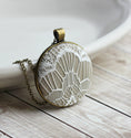 Load image into Gallery viewer, Modern Large Pendant With Art Deco Lace, Beige And White