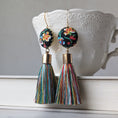 Load image into Gallery viewer, Colorful Funky Earrings Handmade With Vintage Floral Fabric, Primary Color Tassels