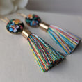 Load image into Gallery viewer, Colorful Funky Earrings Handmade With Vintage Floral Fabric, Primary Color Tassels