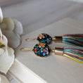 Load image into Gallery viewer, Colorful Funky Earrings Handmade With Vintage Floral Fabric, Primary Color Tassels