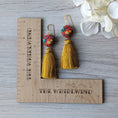 Load image into Gallery viewer, Colorful Funky Earrings Handmade With Vintage Floral Fabric In Primary Colors