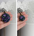 Load image into Gallery viewer, Navy Blue And Purple Necklaces, Floral Fabric Pendants (Small Or Large)