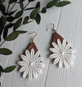 Load image into Gallery viewer, Large Lace Flower Boho Earrings On Wood Teardrops