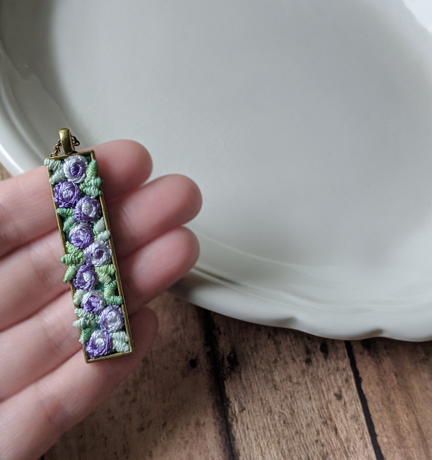 Vintage Flowers Necklace, Lavender Purple