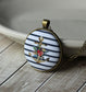 Anchor Necklace, Navy Blue And White Stripes, Floral Fabric