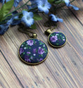 Load image into Gallery viewer, Navy Blue And Purple Necklaces, Floral Fabric Pendants (Small Or Large)