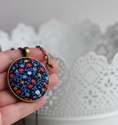 Load image into Gallery viewer, Vintage Fabric Jewelry, Navy Blue Floral