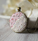 Blooming Garden Pink Vintage Floral Fabric And Lace Pendant