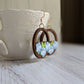 Whimsical Pastel Blue Daisy Earrings Made With Vintage Flowers And Wood Hoops