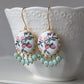 Strawberry Earrings, Pastel Pink And Green Dangles