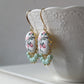 Strawberry Earrings, Pastel Pink And Green Dangles