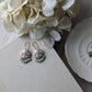 Strawberry Earrings, Pastel Pink And Green Dangles